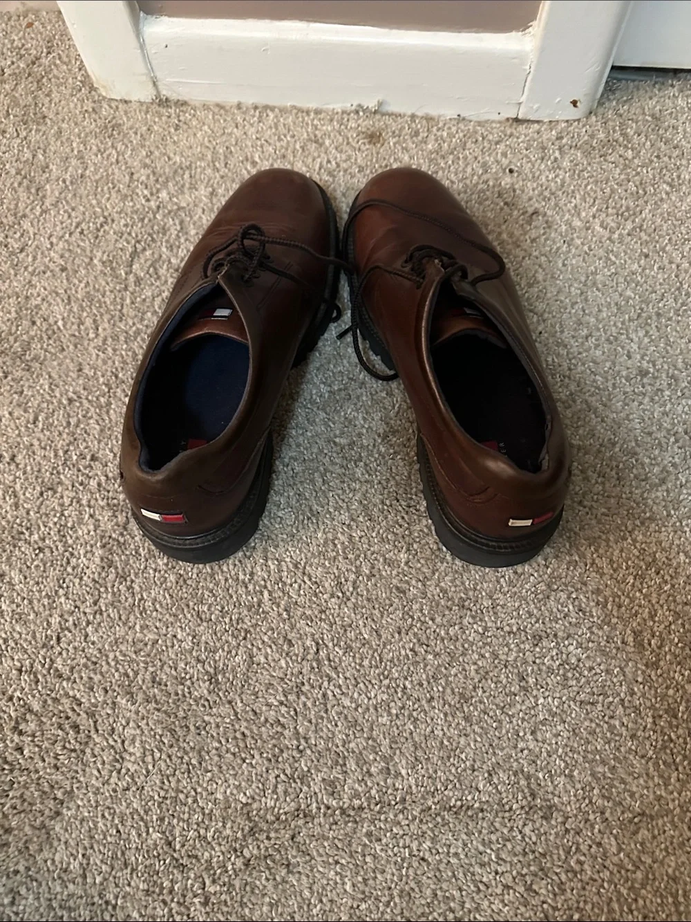 Tommy Hilfiger Men's Dark Brown Leather Derby Lace-Up Shoes
